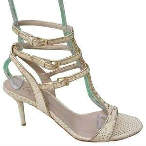 Donald Pliner Metallic Gold Snake Bone Leather Shoe Strappy Sandal NWT $325 6.5